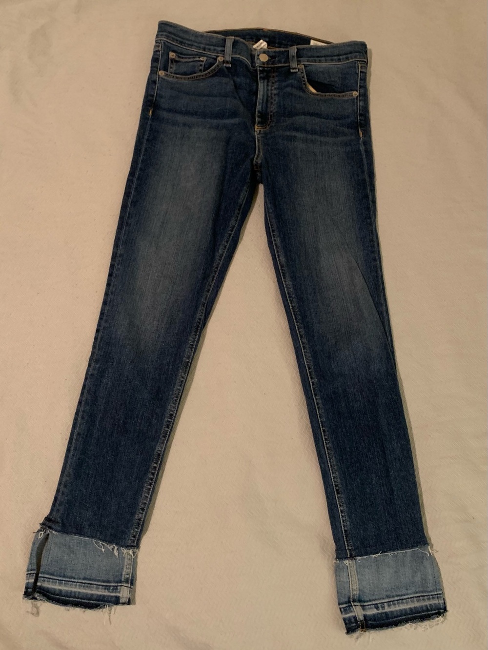rag & bone Dark Blue Cropped Ankle Jeans